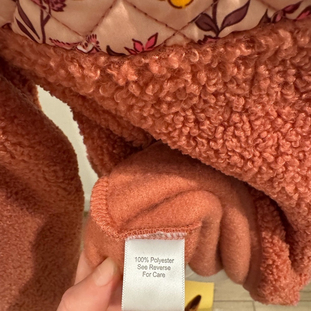 Vera Bradley Pink orange Floral Patterned teddy quarter zip Sherpa size s/m - Picture 6 of 6